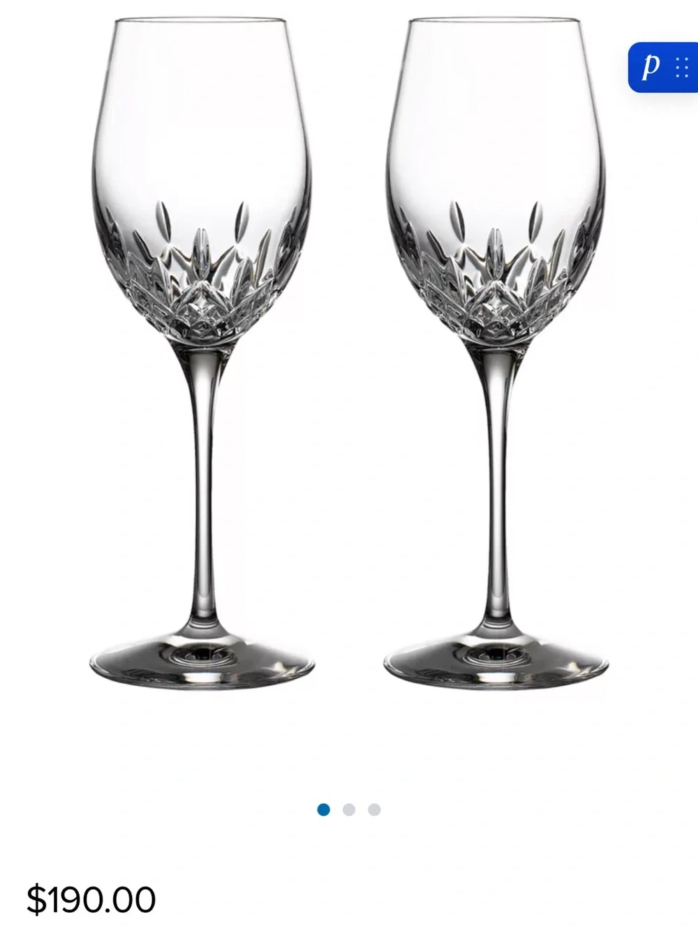 6 Waterford Lismore Essence Cut Crystal White Wine Glass - Clear Stemmed Goblet